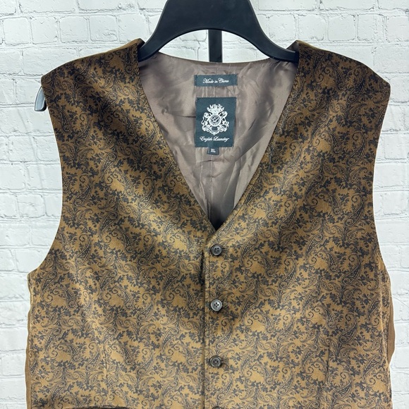 English Laundry Brown Paisley Floral Print Vest Size XL - Picture 4 of 8